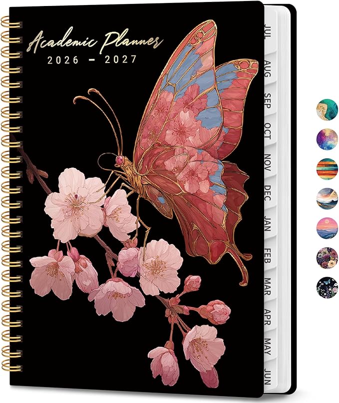 Academic Planner 2026-2027, Weekly and Monthly Calendar Book, July 2026 – June 2027, Hardcover Planner with Tabs, Perfect for Teachers, Students, Women & Men, A4 (8.5" x 11") - Blossom Flight