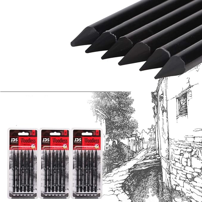 YYMIYU Full Graphite Pencils set 6 Piece.HB/2B/4B/6B/8B/EE (lead pencil)