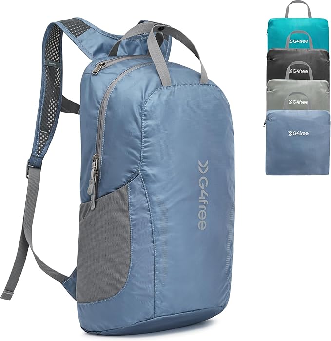 G4Free 25L Lightweight Hiking Backpack Packable Foldable Sport Travel Daypack Water Resistant for Women Men（Blue）