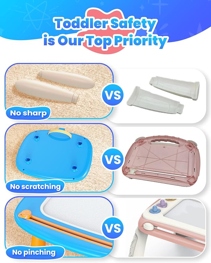Toddlers Toys Ages 1-3, Magnetic Drawing Board, Doodle Board Pad Learning and Educational Toys for 18 Months Baby, 1-3 Yr Kids Birthday Gifts - Blue