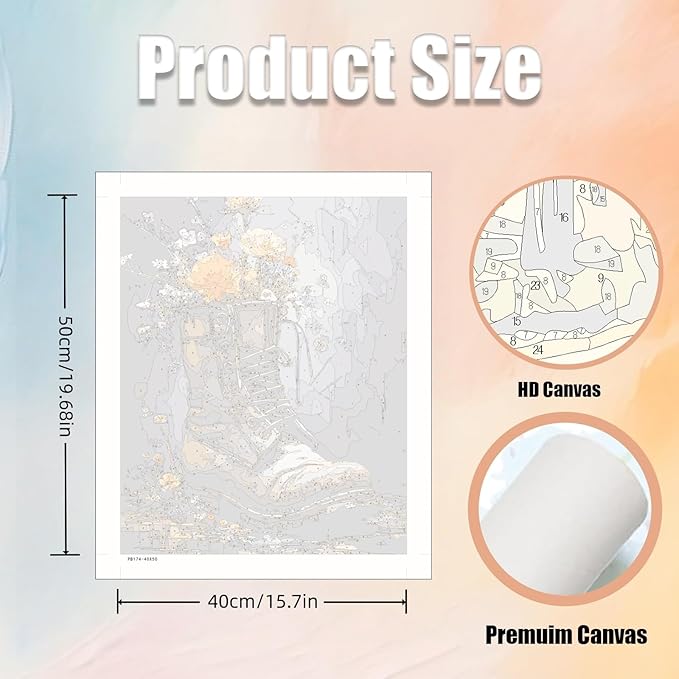 5DDIYART Boot Flowers Paint by Numbers for Adults Beginner, Paint by Number Kits on Canvas, Paint by Easy Acrylic Painting Home Wall Decor 16x20inch