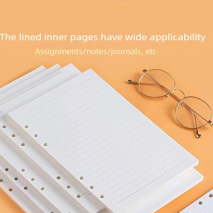 A5 Lined Refill Paper, 6-Hole Cornell Ruled, 2-Pack 160 Sheets No Bleed