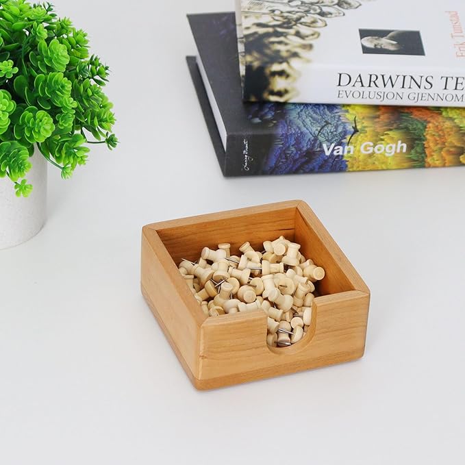 MultiBey Cherry Wood Sticky Note Holder, Self -Sticky Note Pad Holder, Thicked Wooden Post it Note Dispenser Memo Pad Holder, Desktop Accessories Organizer for Office School Home