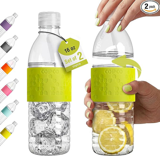 Copco Hydra 16.9 oz Water Bottle, Set of 2 – Leak Proof, BPA Free Tritan, Dishwasher Safe, Twist-Open Body, Non-Slip Silicone Grip, Perfect for Gym & Office & Outdoor Use (Lime Green)