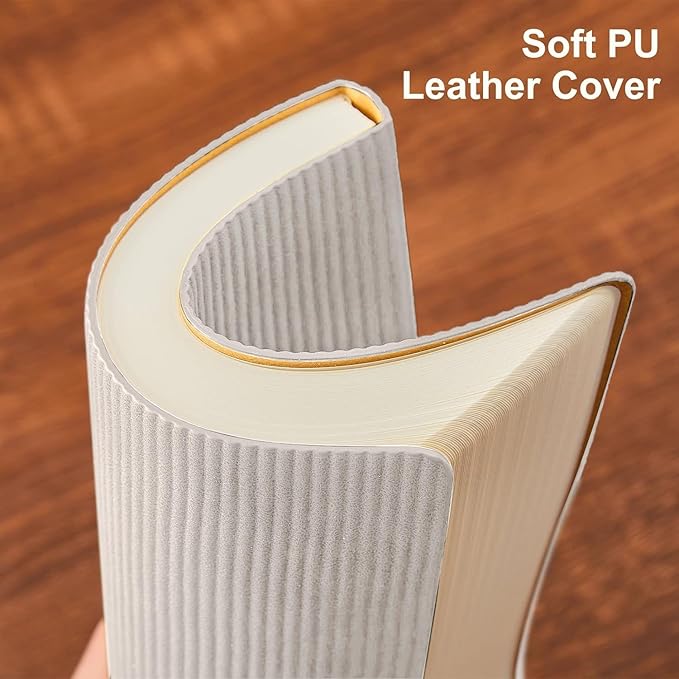 Dotted Journal Notebook Soft Cover PU Leather Journaling Notebooks for Women Men Writing Work Office School 160 Pages 100 GSM Thick Paper A5 Dotted 80 Sheets 5.79"x8.27", Gray
