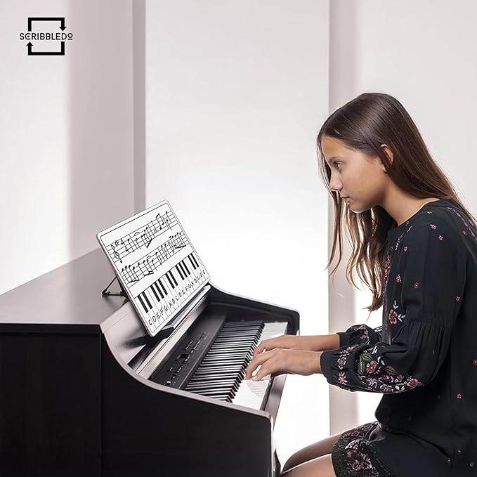 SCRIBBLEDO 11 x 14 Inch Keyboard Practice Dry Erase White Board Lapboard Durable Portable Double Sided Music Whiteboard for Kids Students Musicians Music Class Supplies