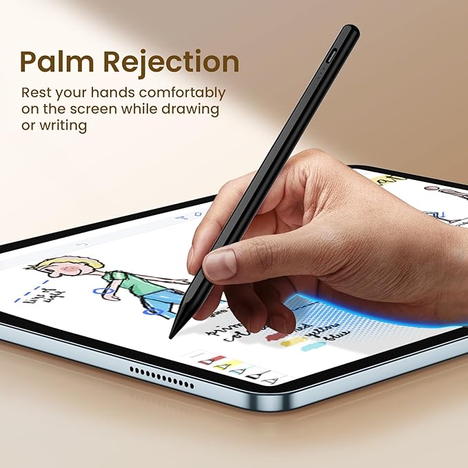 Hastraith Stylus Pen for iPad(2018-2026)-13 Mins Fast Charge with Tilt Sensitivity & Palm Rejection for iPad 11/10/9/8/7/6th Gen, Air 5/4/3/M4/M3/M2, Pro 13"/12.9"/11"/M4, Mini 7/6/5th, Black