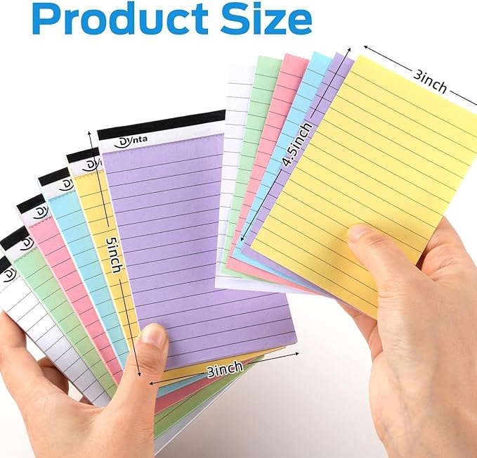 Dynta 36 Pcs 3x5 Note Pads, 45 Sheets Per College Ruled Mini Writing Pads, 80GSM Colored Paper 1620 Sheets, Multicolor Cute Notepads for Gift