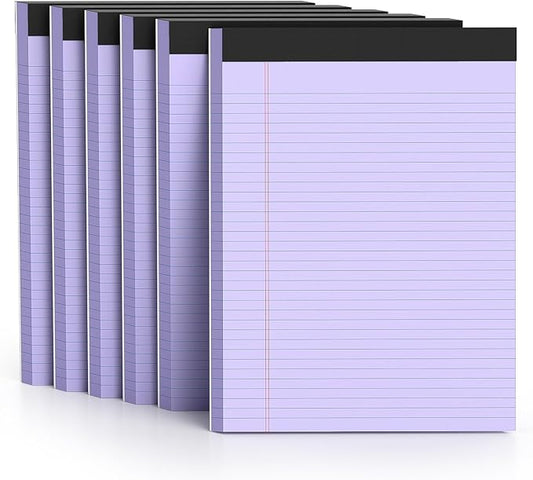 AILZFEI 300 Sheets Purple Legal Pads 8.5 x 11 College Ruled Paper 6-Pack Note Pad Narrow Ruled 50 Sheets per Notepad Perforated Writing Pad Durable Sturdy Back 8x11 Pads of Paper