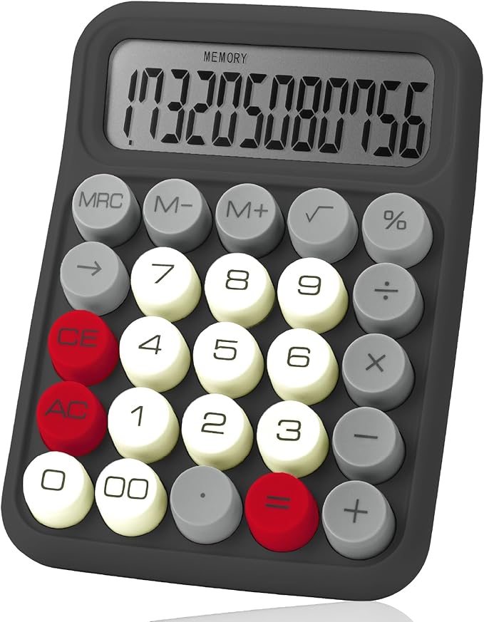 Mr. Pen- Mechanical Switch Calculator, 12 Digit Large LCD Display, Slate Grey with Big Buttons, Mechanical Switch Calculator for Home, School, Office