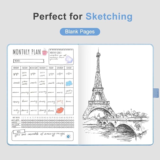 AHGXG Blank Journal Notebook, 160 Pages, A5 Medium Size (5.7'' x 8.3'')