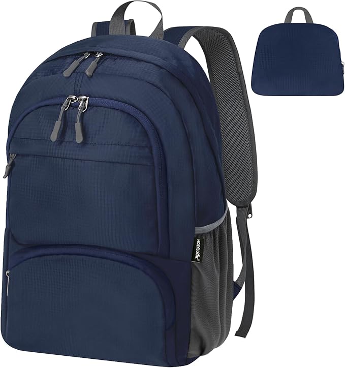 HOLYLUCK 20L lightweight packable Hiking Daypack Foldable Backpack for Men Women Small Travel Outdoor Foldable Shoulder Bag-dark blue