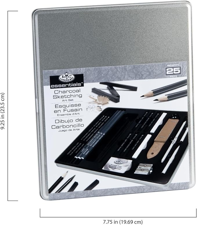 Essentials(TM) Medium Charcoal Art Set W/Tin
