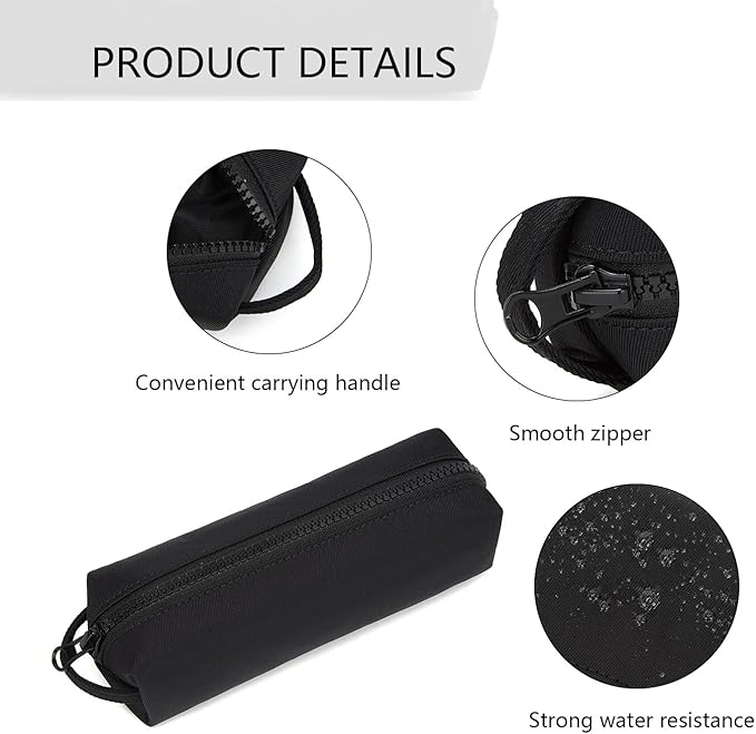 Pencil Case Soft School Pencil Pouch Bag for Easy Carry Stylish and Durable (Black)
