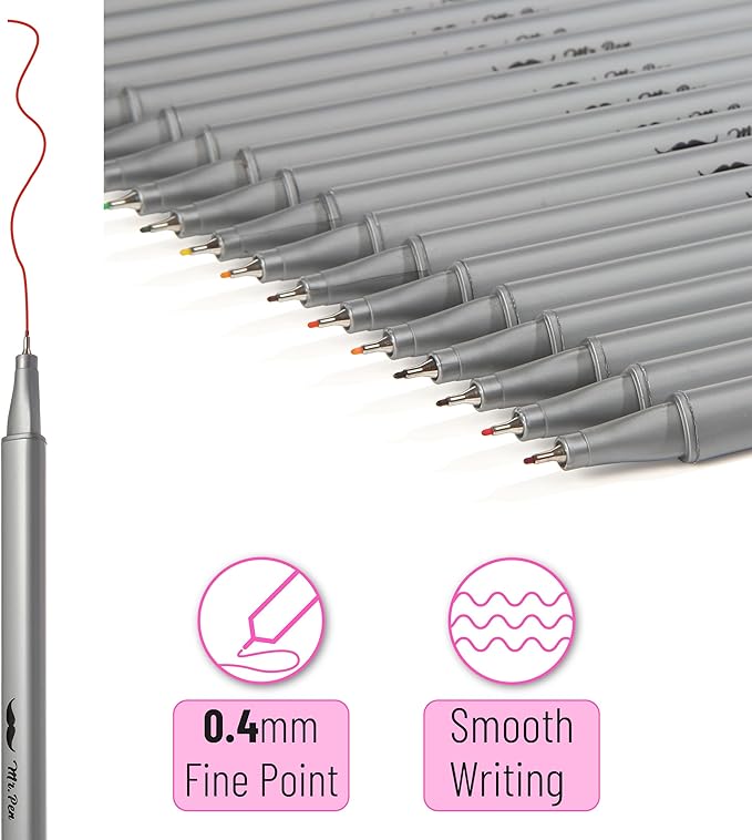 Mr. Pen- Colored Fineliner Pens, 40 Pack, 0.4mm Fine Point, Smooth Bible Journaling Pens for Detailed Drawing, Note-Taking, Coloring, Sketching, Planning & Art Projects, School Supplies