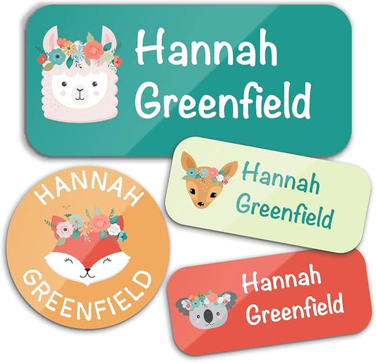 Personalized Waterproof Name Labels for Kids | Optional Packs 50, 150, 230 Labels | Custom Name Stickers for Kids' Clothing Tag, Water Bottle, Lunch Box, Customize Kid Name Label for Daycare Spring