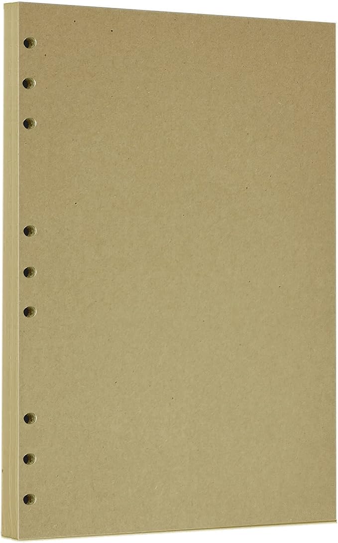 Zelten 1 Pack B5 45 Sheets/90 Pages Kraft Loose Leaf Punched Paper Refills Paper for 9 Hole Binder Personal Organizer Diary Notebook Refillable Planner