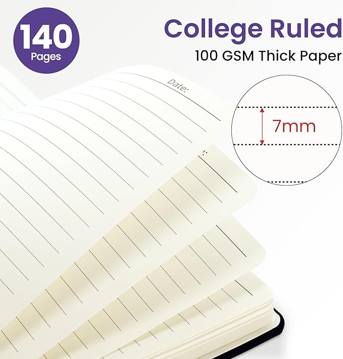 ZOTIA Lined Spiral Journal for Women, A5 Cute Hardcover College Ruled Notebook for Work, School & Note Taking, Aesthetic Writing Journal, 140 Pages (5.8" x 8.3"), Cosmic Amethyst