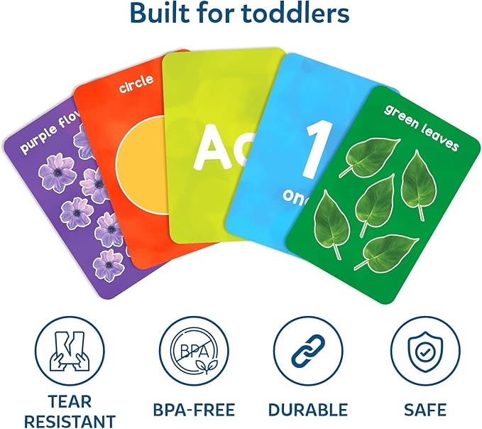 Skillmatics Thick Flash Cards for Toddlers - Letters, Numbers, Shapes & Colors, Montessori Toys, Preschool Learning Activities, Learning Aids, Gifts for Kids Ages 1, 2, 3, 4 Years