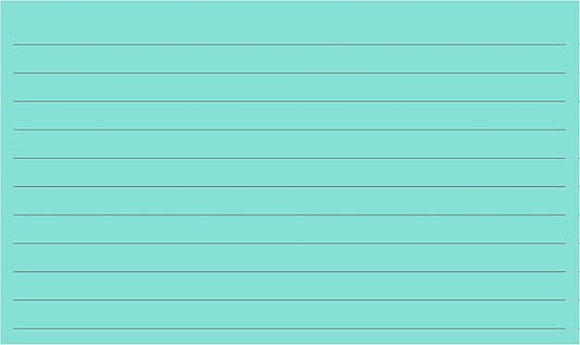 Colonial Cards: 150 Color Cardstock 3" x 5" Index Cards, Aqua, Lined Landscape Format