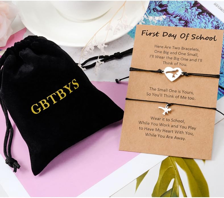 Back to School Gifts Mommy and Me Bracelet First Day of School Matching Wish Bracelets Set for Mother Daughter Son Women Teen Girls Boys Jewelry Gift