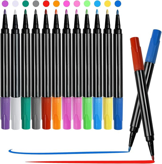 12 Colors Liquid Chalk Markers for LED Note Board, Neon Paint Markers for Light Up Drawing Board Acrylic Calendar Planning Board Windows, Wet or Dry Erase Markers Fine Tip
