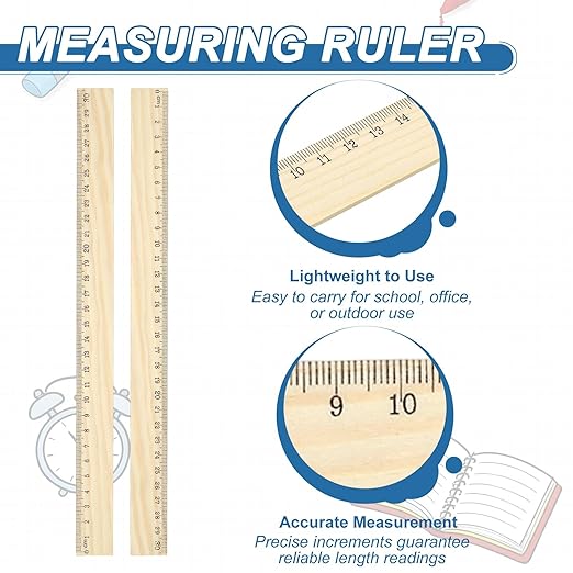 PATIKIL 12 Inch Wooden Rulers, 24Pcs Drafting Ruler Measuring Drafting Tools with Centimeters for Office Home Teacher Drawing Supplies, Wood