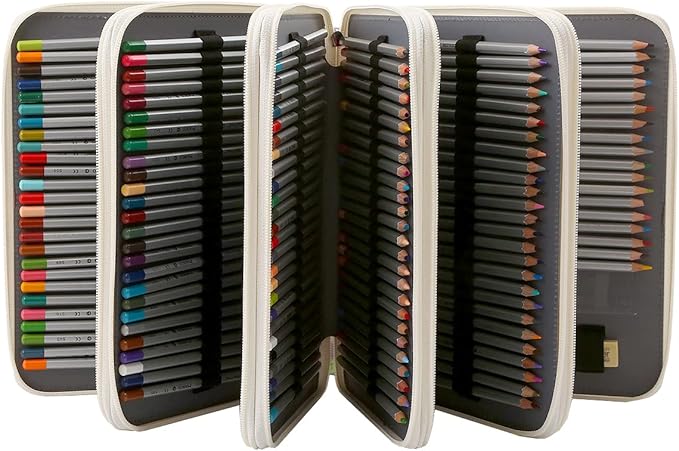 Portable Colored 250 Slots Pencil case Organizer with Printing Pattern for Watercolor Pens or Markers, Pencil Case Organizer for Artist