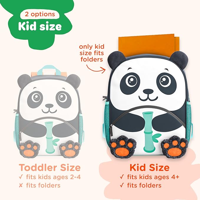 Move2Play, Panda Kids Backpack | Kid Size | Back to School | Elementary, Kindergarten Book Bag | Designed for Boys & Girls Ages 4+ Year Olds | Travel Ready