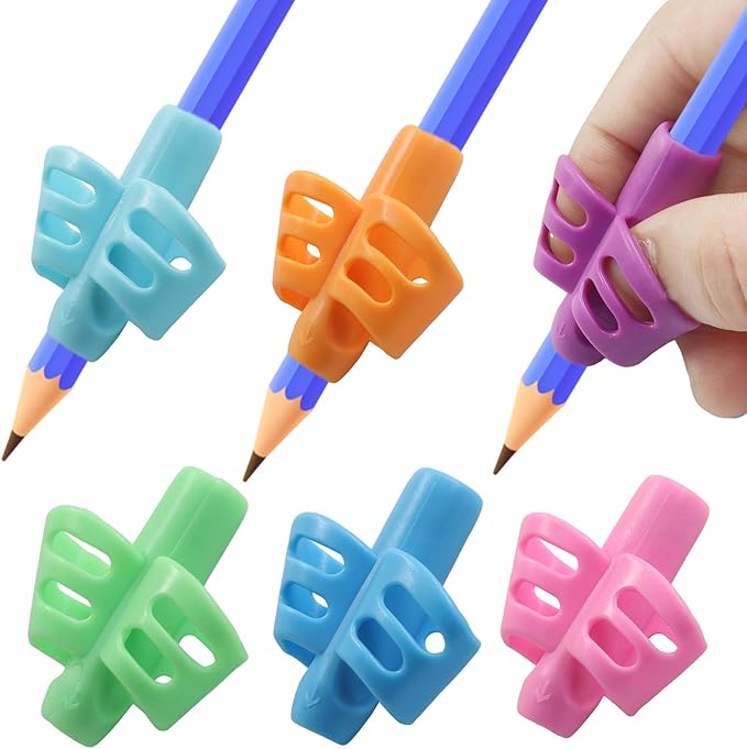 6 Pcs Pencil Grips Kids Handwriting, Multicolor Grip Posture Correction Writing Aid Tool Grippers, Perfect Pencil Holders for Home Schooling/Preschoolers