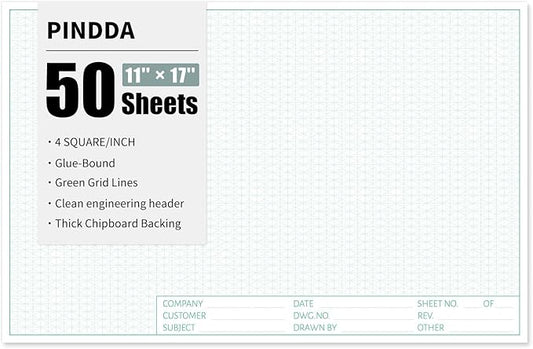 Isometric Graph Paper, 11"x17" Dot Grid Paper, 0.25" Grid, 50 Sheets Landscape, Easy-Tear Glue-Bound, 11"x17" Cardboard Backing, for Drafting, Engineering, Architect Designers