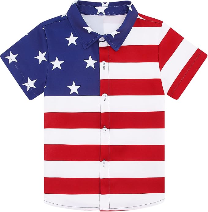 Enlifety 2-10T Kids Hawaiian Shirt Boys Short Sleeve Button Down Shirts Hawaii Summer Casual Blouse