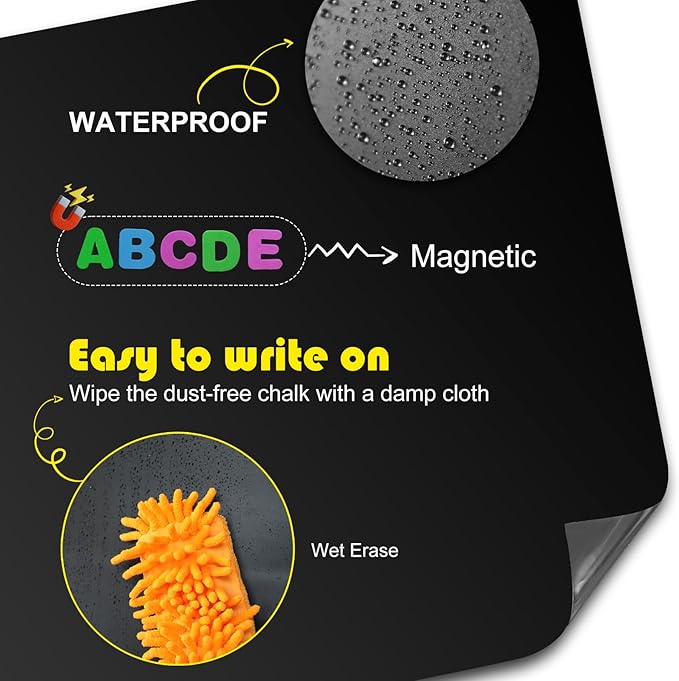 Magnetic Chalkboard for Wall, 47.2" x 18" Magnetic Arch Wall Decal Self Adhesive Blackboard Wallpaper Peel and Stick Chalk Board Wall Decal Roll for Home Playroom Classroom