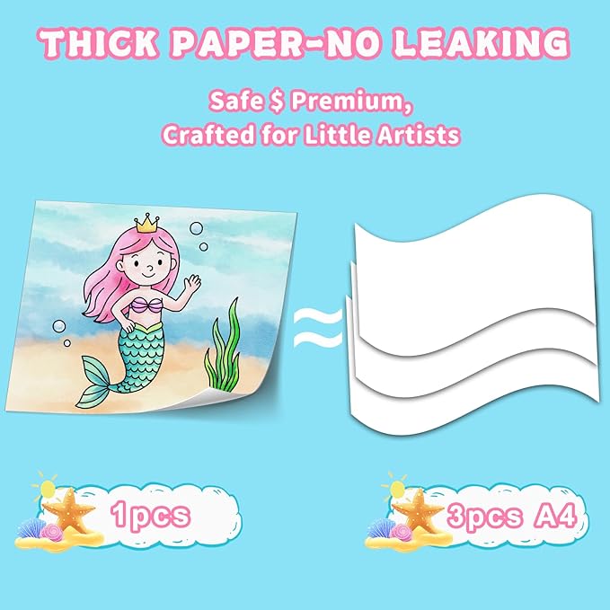 Paint with Water Coloring Book for Toddlers, Watercolor Books for Kids, Mess-Free Water Painting Kit with Brush, Christmas Gift, Party Favors, Arts Crafts for Boys Girls, Preschool Homeschool