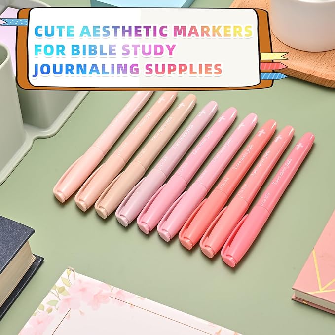 Pastel Bible Highlighter Markers 16 Pack, No Bleed, Cute Aesthetic Highlighters Assorted Colors Dry Quickly for Bible Study Journaling, Textbook Motivational Gift for Christians, Friends