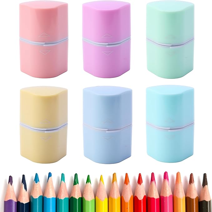 Mr. Pen- Pencil Sharpeners Manual, 6 Pack, 3 Holes, Colorful