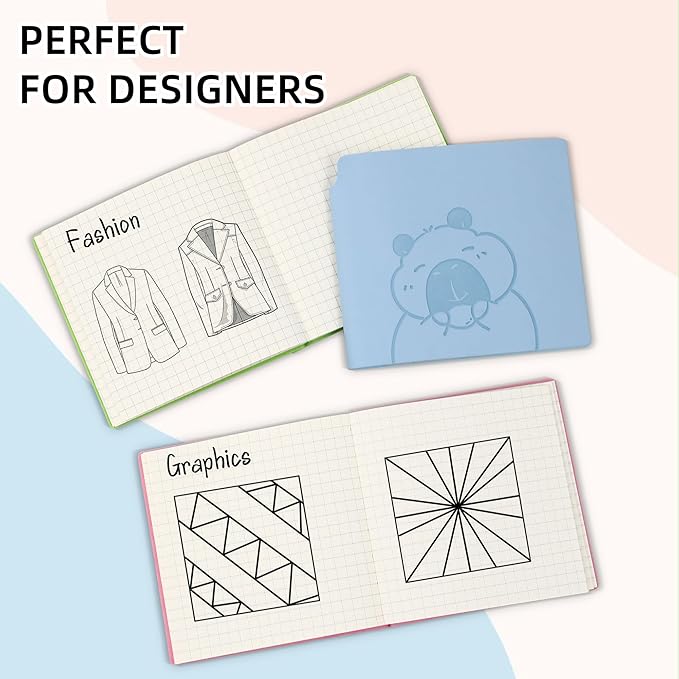 BOBO RABBIT 3 Pack Mini Grid Notebooks Pocket Size Graph Paper Journal Total 600 Pages Steno Pads Memo Notebook Small Softcover Leather Cartoon Capybara Pattern Cute Journal for Writing Sketching Drawing Lay Flat, 3.9"x3.9" Inner(Mini Square)