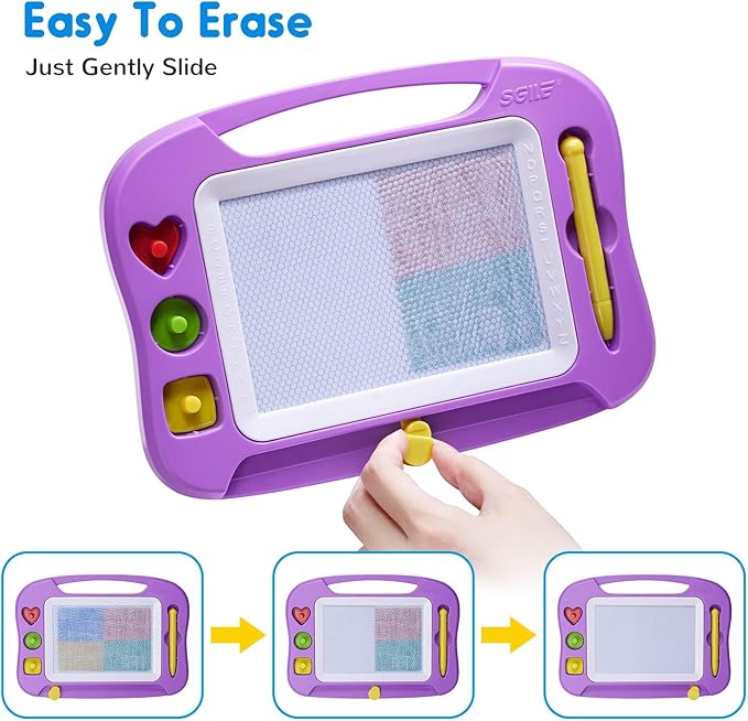SGILE Toddler Toys for Kids, Magnetic Drawing Board for Birthday Gift, Toys for 1 2 3 Year Old Girls Boys, Etch & Sketch Pad with 3 Stamps, Learning and Educational, Purple