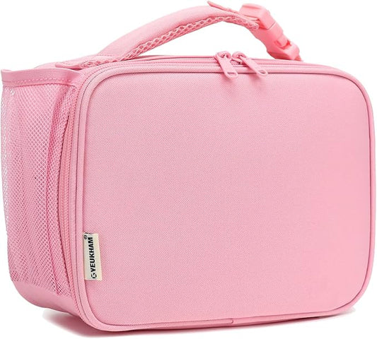 GYEUKHAM Insulated Lunch Box for School, Thermal Reusable Durable Freezable Lunch Bags for Kids Boys Girls Men Women - Small Soft Cooler Portable Lunch Tote Kit for Work Picnic Travel,Pink