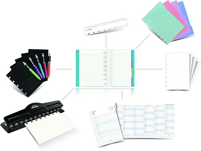 Filofax Notebooks Pocket Quad Journal Refill, Movable, 5 1/2 x 3 1/2 inches, 32 Cream Sheets Fits Filofax Refillable Pocket (B122905U)