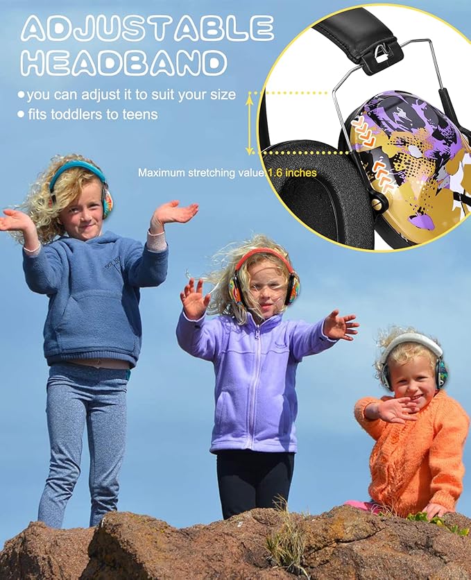 PROHEAR 032 Kids Ear Protection, NRR 25dB Childrens Earmuffs, Adjustable Headband Safety Ear Muffs for Sports Events, Concerts, Airports - Black