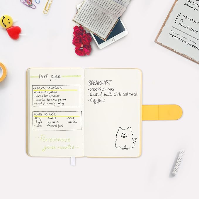 BOBO RABBIT Blank Journal Small Pocket Leather Notebook No Lines for Drawing Plain Sketch Book Cute Cartoon Fruit Mango Unlined Journal for Travel Work School, 200 Pages, 3.7"X5.9"