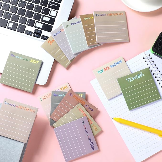 Yinder 24 Pcs Inspirational Sticky Notes Cute Motivational Sticky Notes Pad End of Year Employee Appreciation Gifts Bulk for Teacher Nurse Coworkers Office Supplies 3 x 3'' (Appreciation,Boho)
