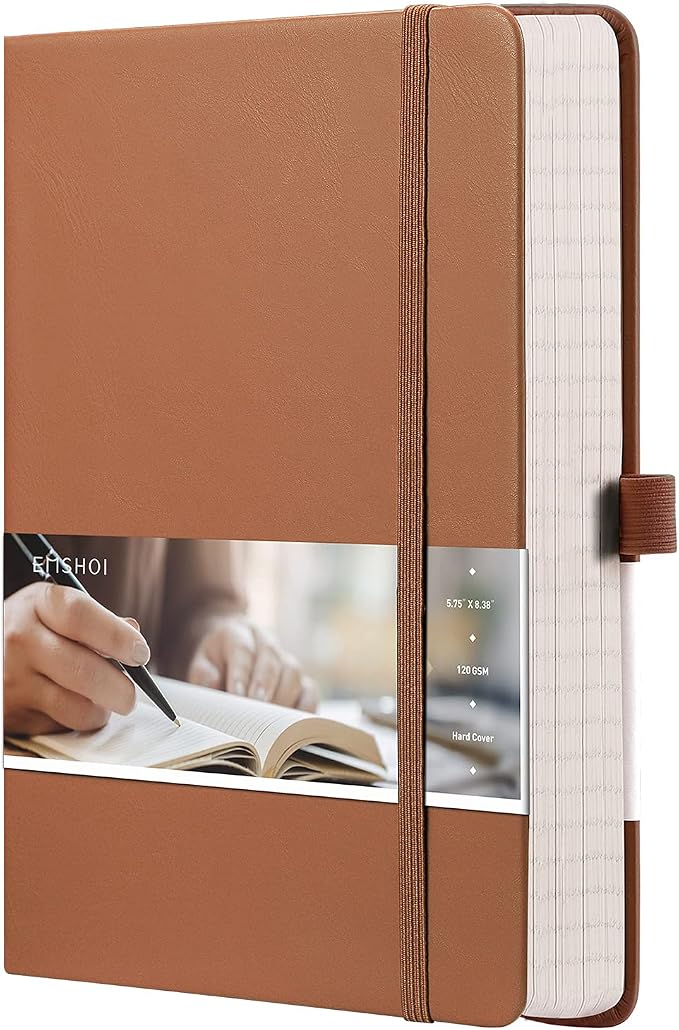 EMSHOI Lined Journal Notebook, 256 Numbered Pages, A5 Size (5.7'' x 8.3'')