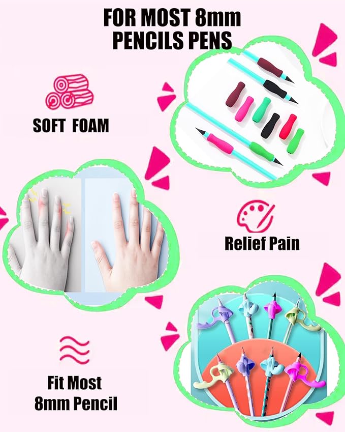 Pencil Grips for Kids Handwriting,5 Pack Silicone Pencil Grippers Holder Posture Correction for Preschooler Training, Pen Writing Aid Tool for Preschooler Kids Students