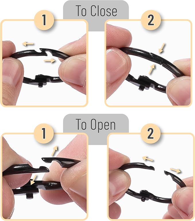 Mr. Pen- Loose Leaf Binder Ring, 1 Inch, 40 Pack, Metal Loose Leaf Binder Book Rings for Books and Index Cards, Scrapbook, Keychains, School, Home, Office, Black