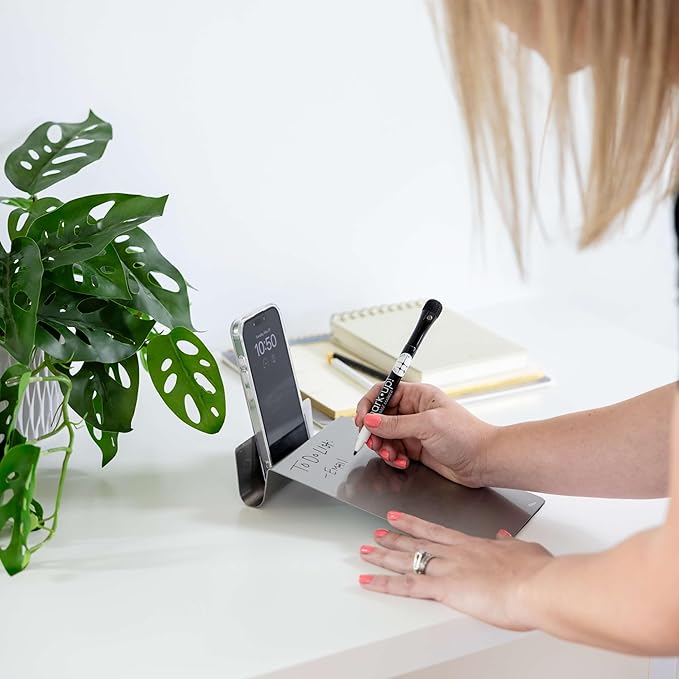 Three by Three Seattle Desktop to-Do Board: Conquer Chaos with Our Sleek 5.5 x 9 Inch Desk Organizer, Includes 4 Markers (Stainless Steel Board)