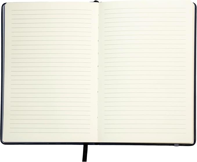 EVERLINEA 5.6” x 8.3” Embossed Bee A5 Hardcover Notebook, 240 Lined Pages, Navy Blue