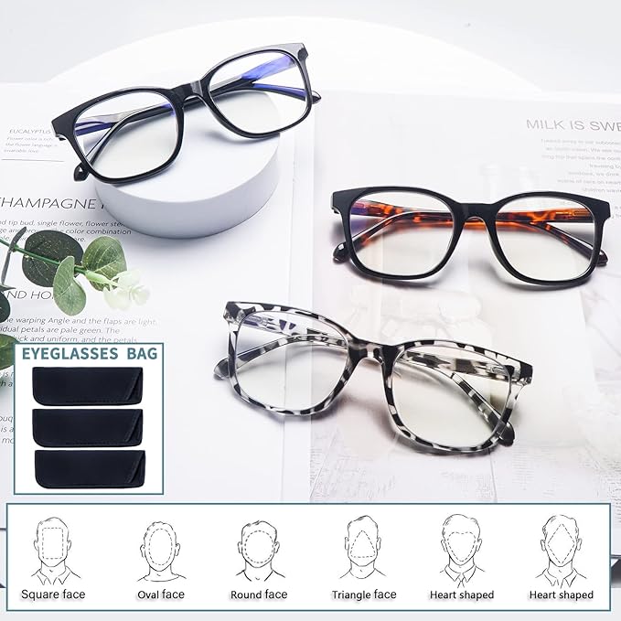 3 Pack Progressive Multifocus Reading Glasses Women Men Quality Computer Readers Anti UV Glare Eyeglasses (3 Mix Color, 2, diopters)