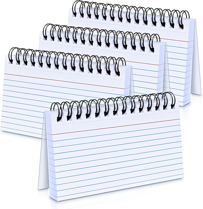 Tecmisse 200 PCS Index Cards, 3x5 Inches Spiral Bound Index Cards, Ruled Flashcards, White Notecards for Taking to Do List, School and Office Use (White)